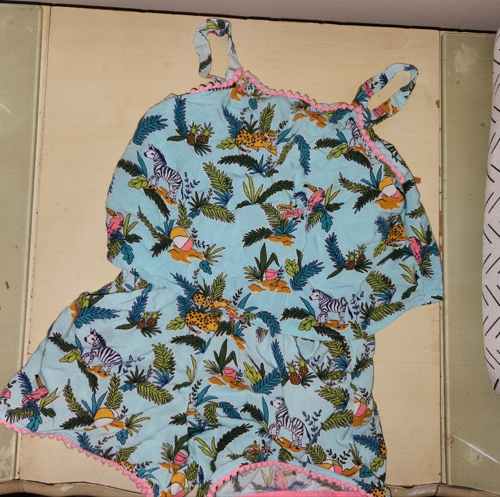 Cherokee Kids Casual Romper - Blue with Animal Print